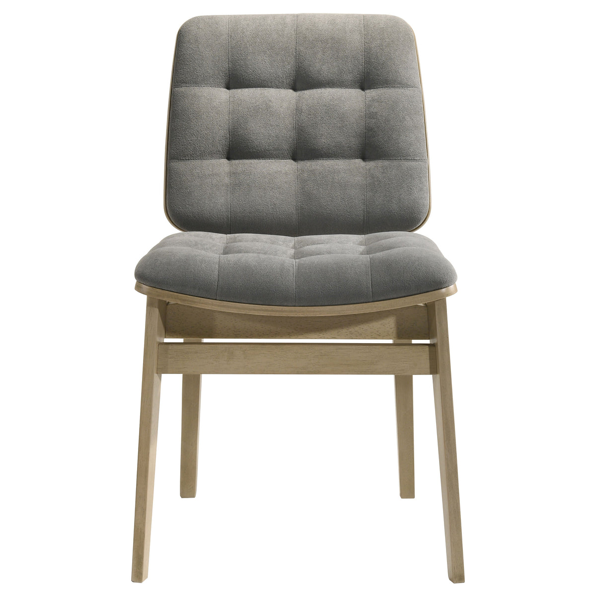 Redbridge Biscuit Tufted Velvet Dining Side Chairs (Set of 2) Grey and Natural Oak