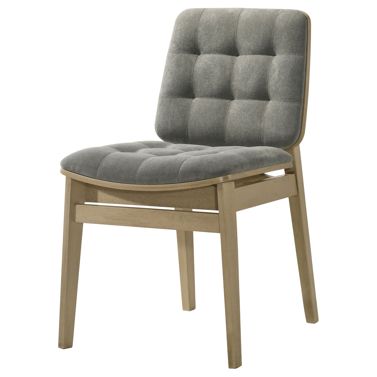 Redbridge Biscuit Tufted Velvet Dining Side Chairs (Set of 2) Grey and Natural Oak