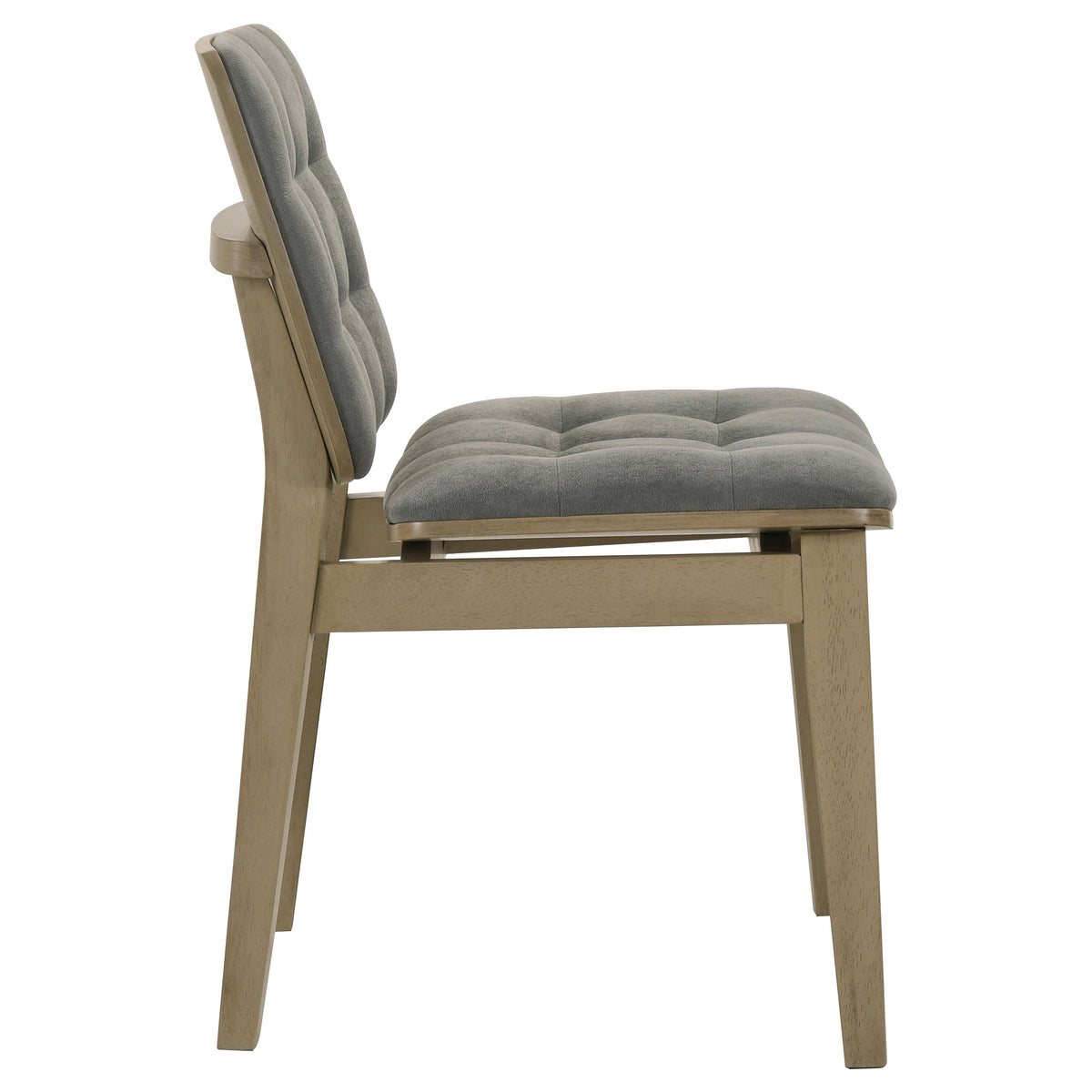 Redbridge Biscuit Tufted Velvet Dining Side Chairs (Set of 2) Grey and Natural Oak