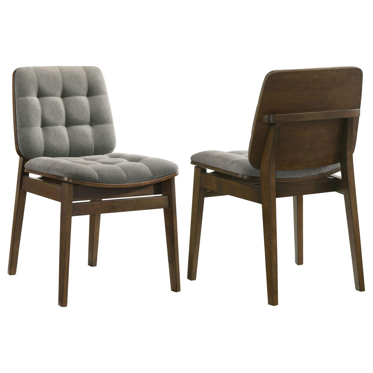 Redbridge Biscuit Tufted Velvet Dining Side Chairs (Set of 2) Grey and Walnut