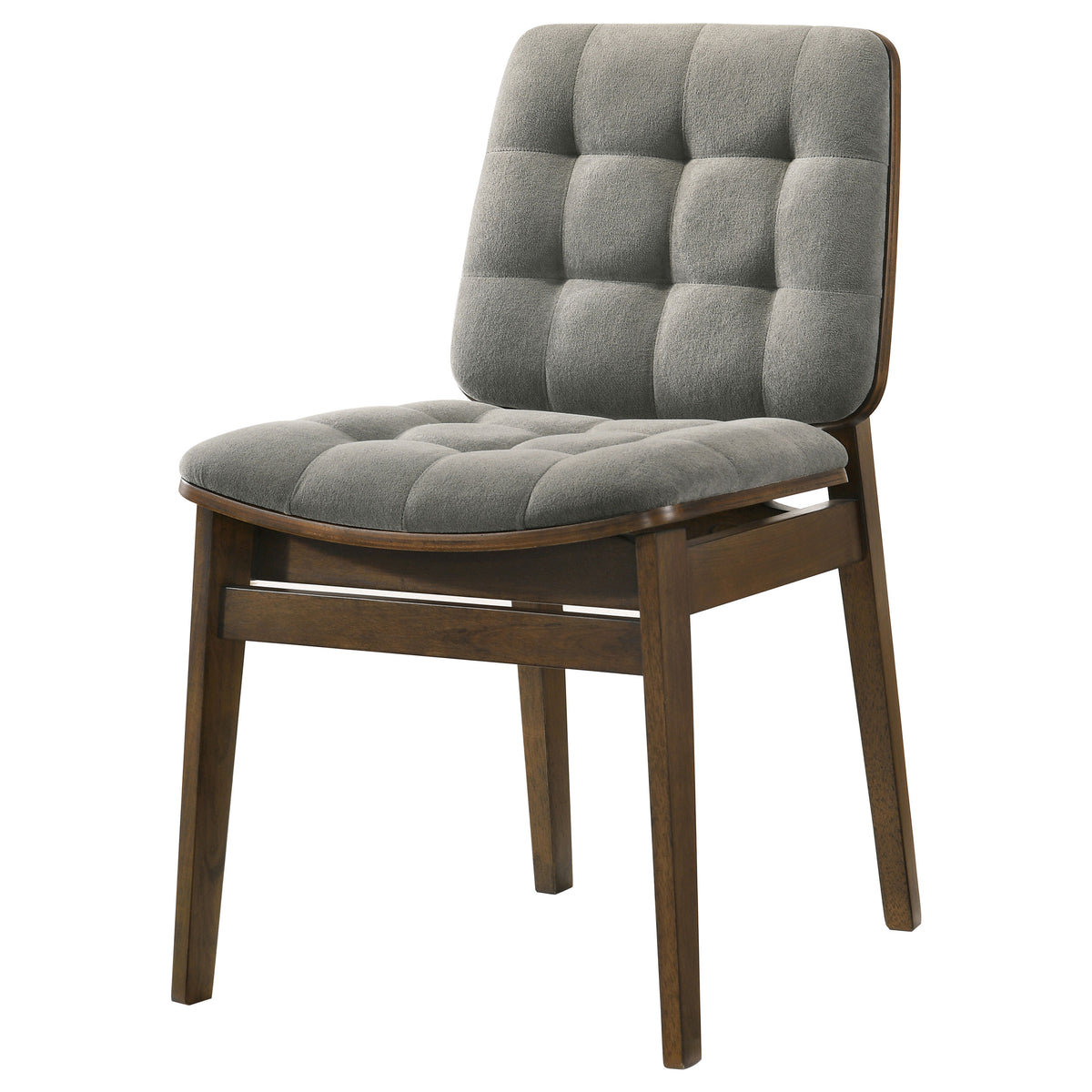 Redbridge Biscuit Tufted Velvet Dining Side Chairs (Set of 2) Grey and Walnut