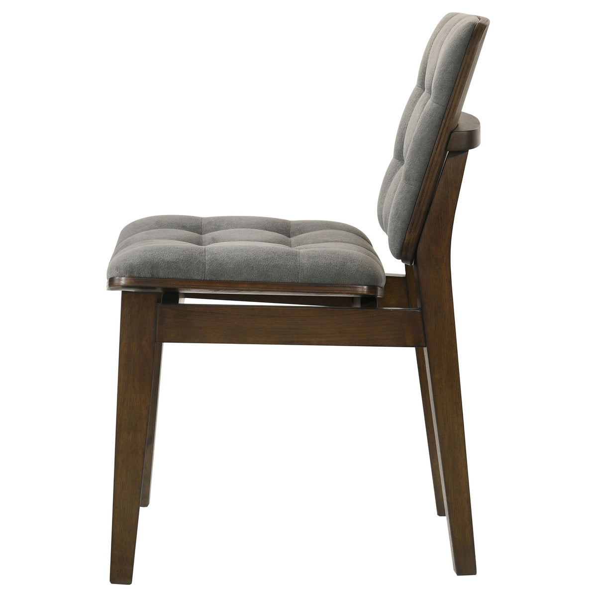 Redbridge Biscuit Tufted Velvet Dining Side Chairs (Set of 2) Grey and Walnut