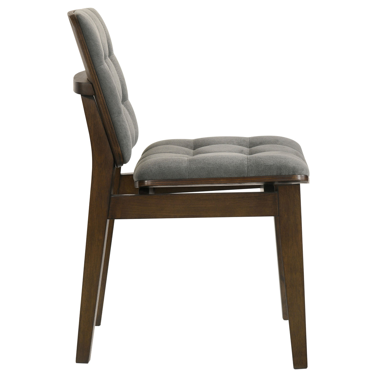 Redbridge Biscuit Tufted Velvet Dining Side Chairs (Set of 2) Grey and Walnut