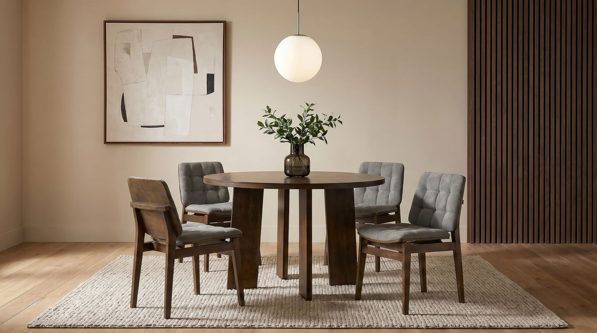 Redbridge Biscuit Tufted Velvet Dining Side Chairs (Set of 2) Grey and Walnut