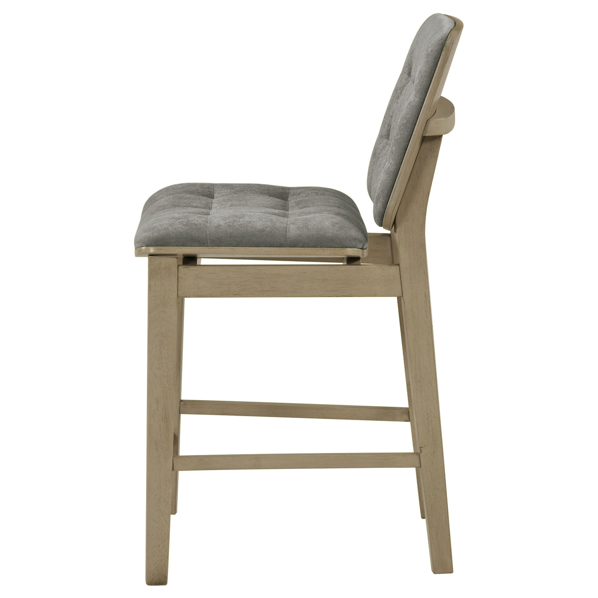 Redbridge Biscuit Tufted Counter Height Chairs (Set of 2) Grey and Natural Oak