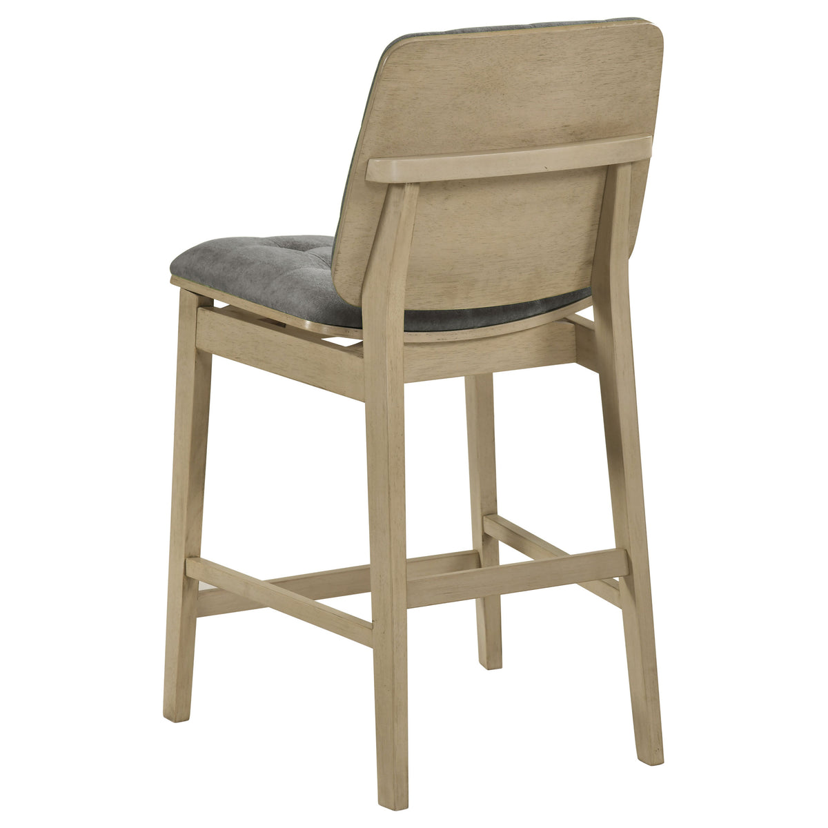 Redbridge Biscuit Tufted Counter Height Chairs (Set of 2) Grey and Natural Oak