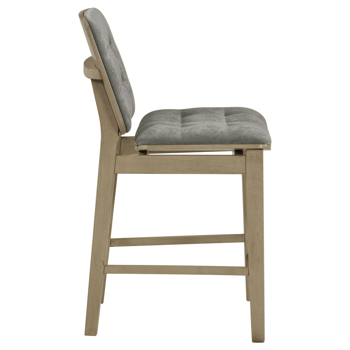 Redbridge Biscuit Tufted Counter Height Chairs (Set of 2) Grey and Natural Oak