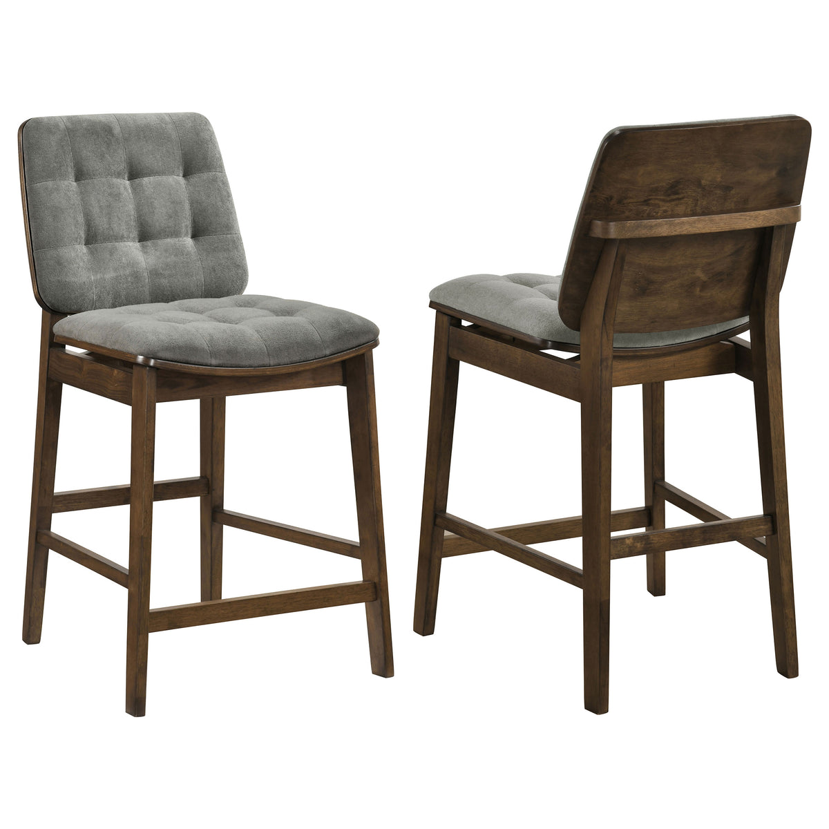 Redbridge Biscuit Tufted Counter Height Chairs (Set of 2) Grey and Walnut