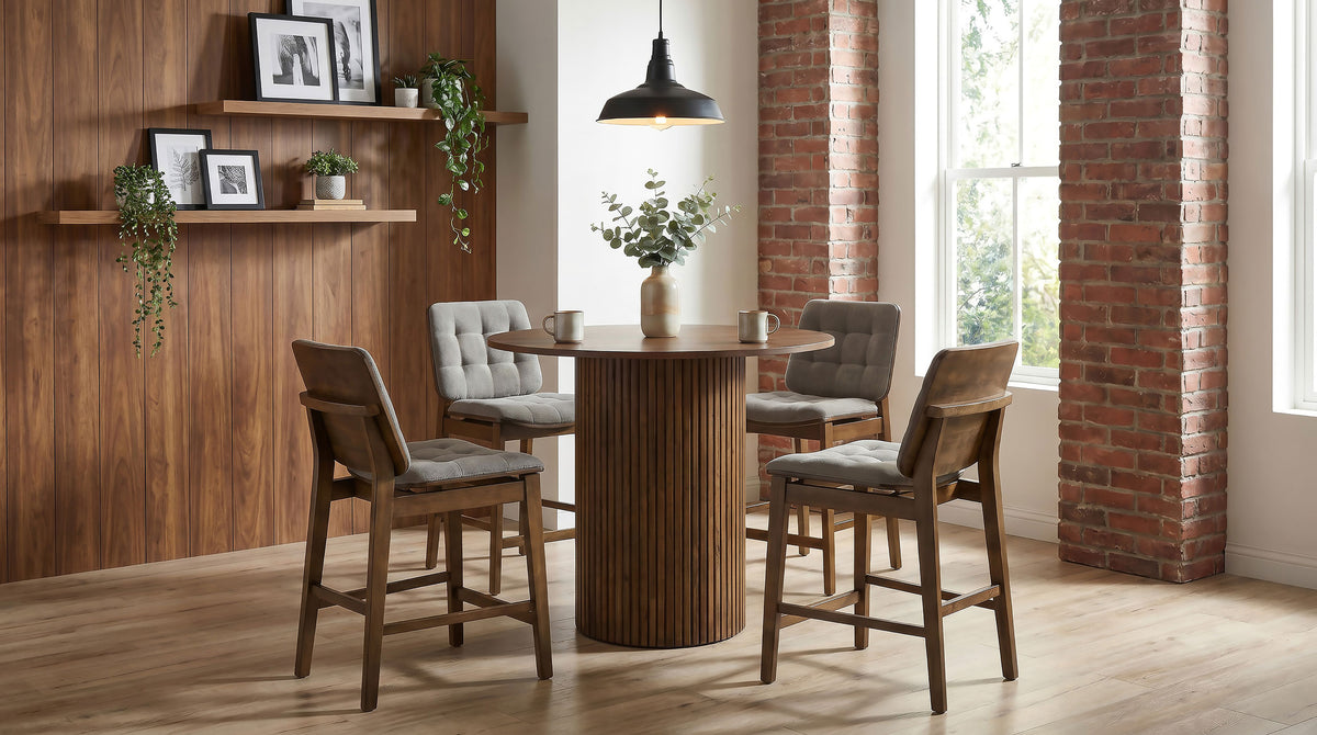 Redbridge Biscuit Tufted Counter Height Chairs (Set of 2) Grey and Walnut
