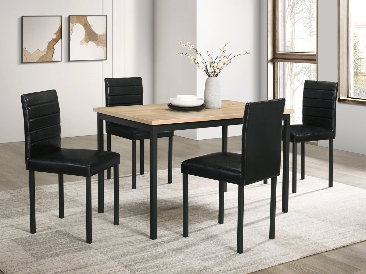 Garza 5-piece 47-inch Rectangular Dining Set Greige Oak and Black