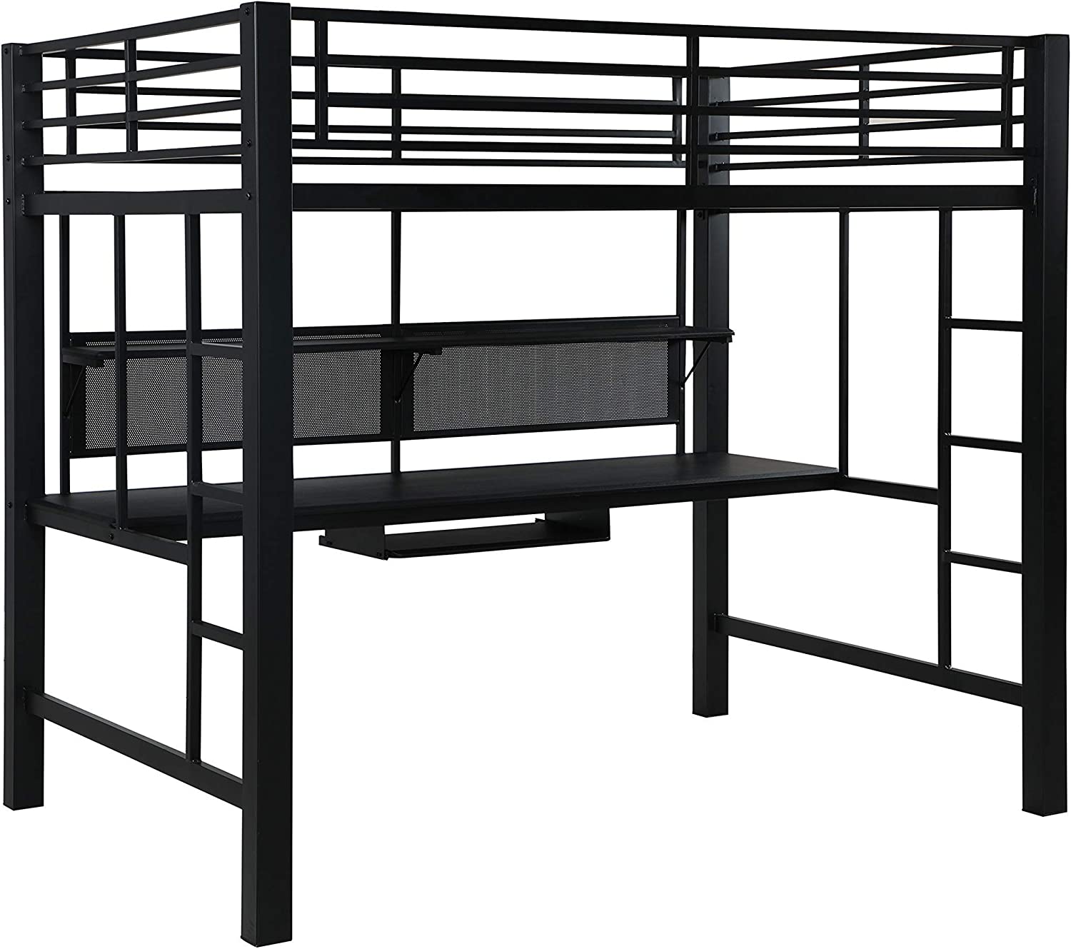 Avalon Metal Full Workstation Loft Bed Black