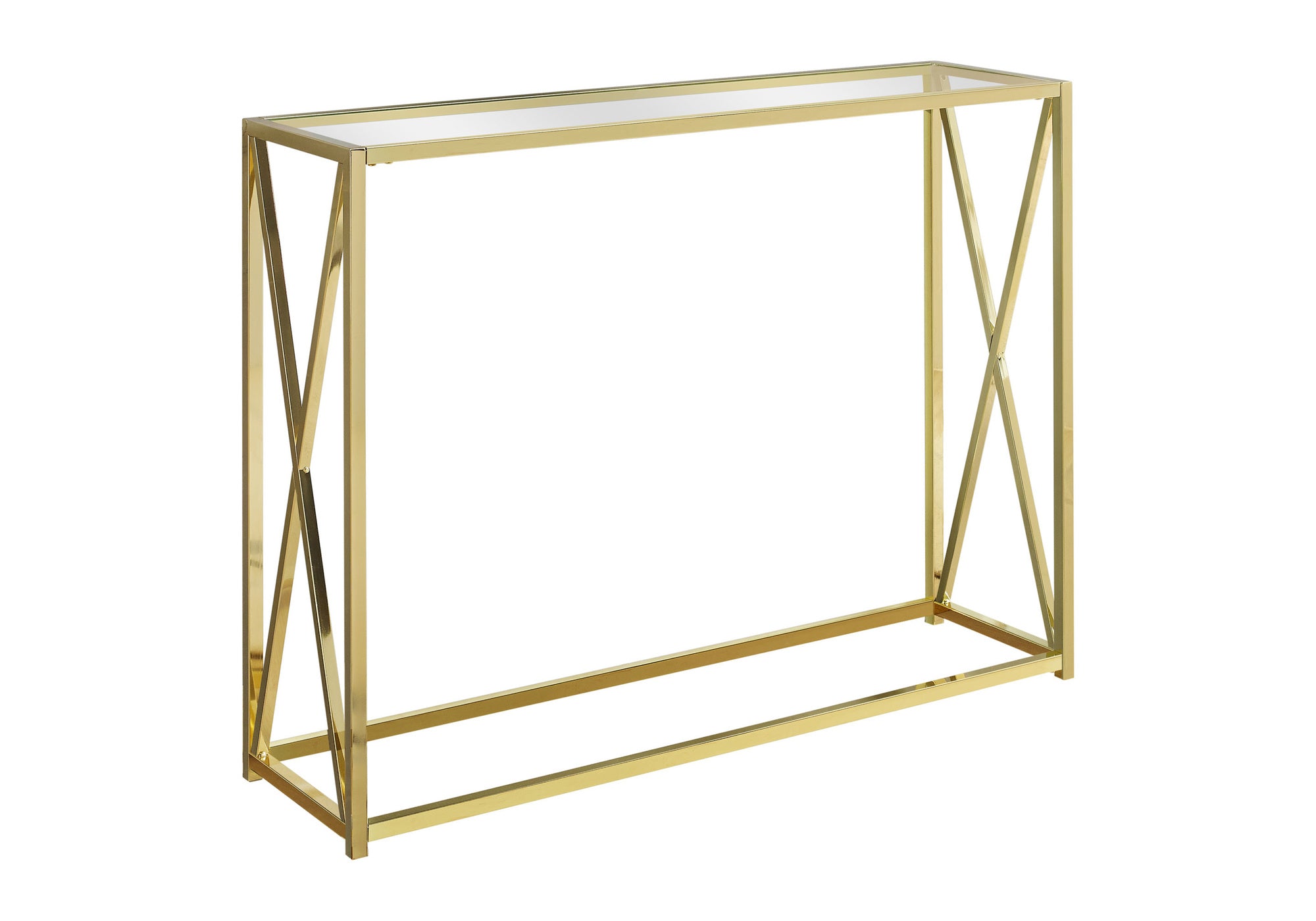 Gold Finish Accent Console Sofa Entryway Table With Glass Top