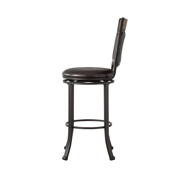 Powell Franklin Metal And Wood Swivel Bar Stool In Brown