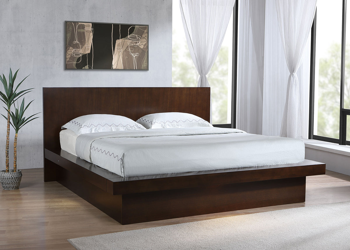 Jessica LED Platform Bed Eastern King Cappuccino