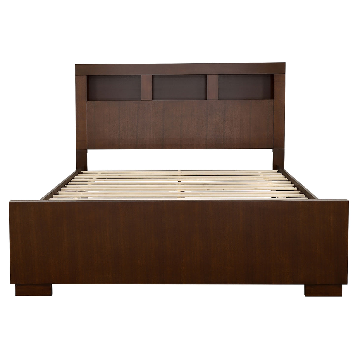 Jessica 4-piece Eastern King Bedroom Set with LED Bookcase Bed Cappuccino