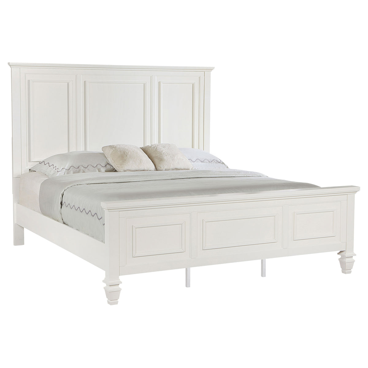 Sandy Beach Wood Panel Bed Eastern King Cream White