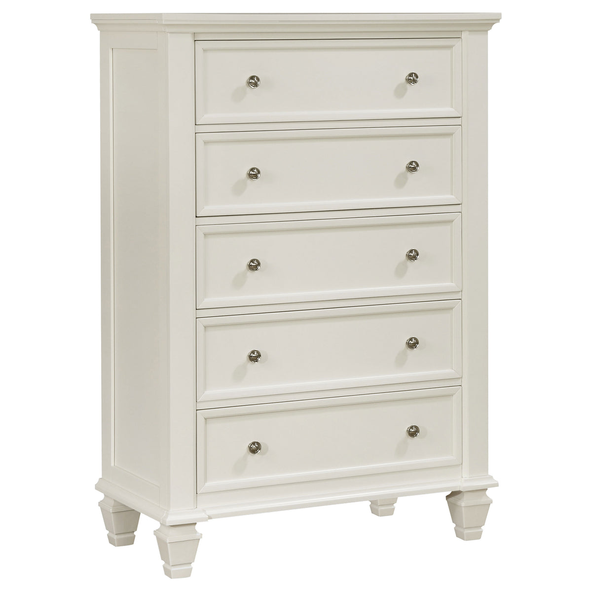 Sandy Beach 5-piece California King Bedroom Set with Panel Bed Cream White