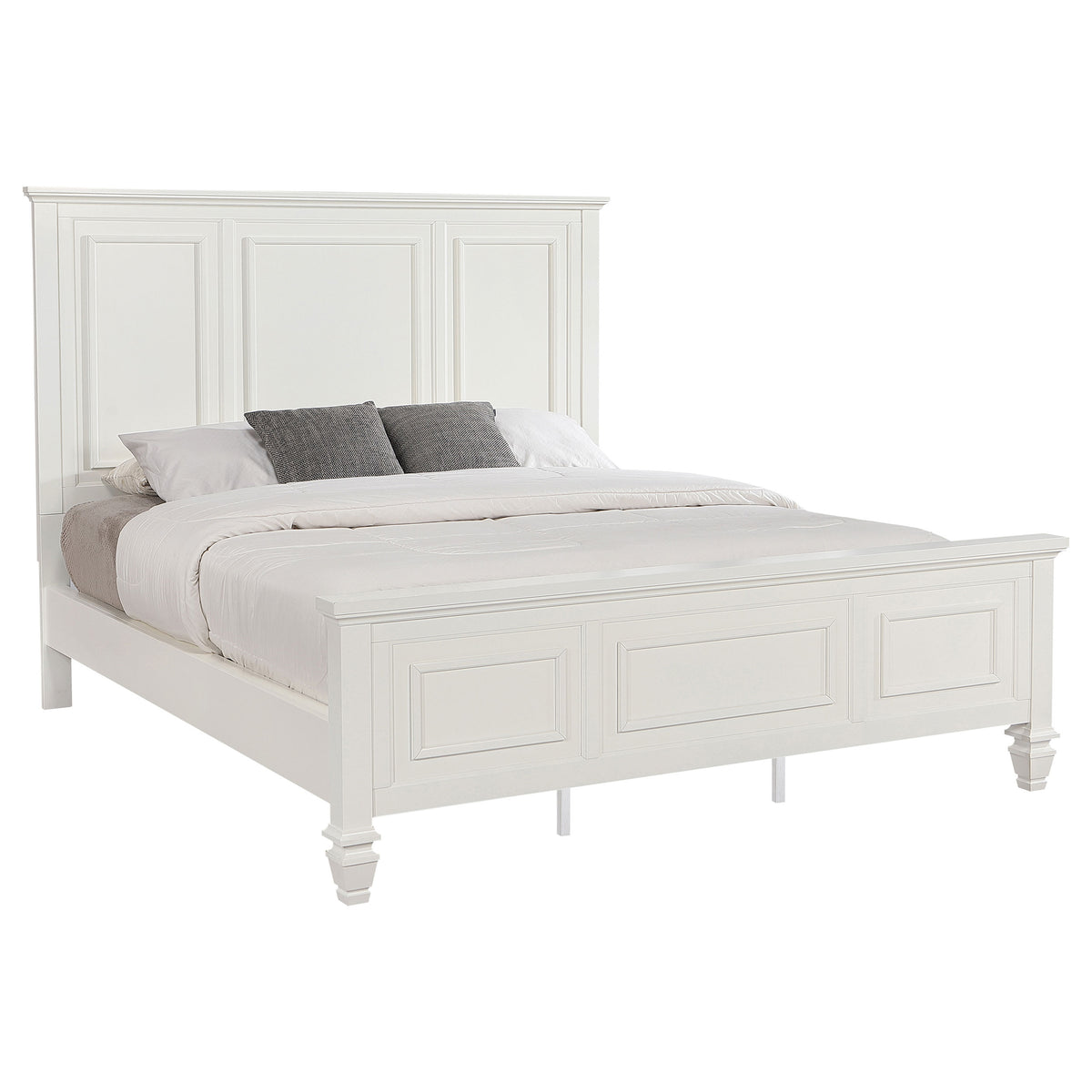 Sandy Beach Wood Panel Bed California King Cream White