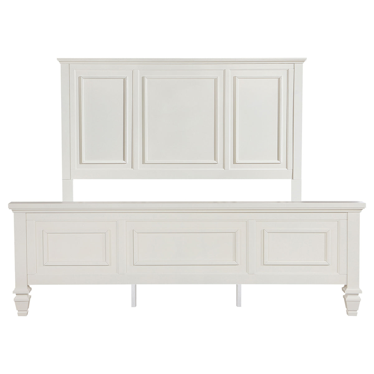 Sandy Beach Wood Panel Bed California King Cream White