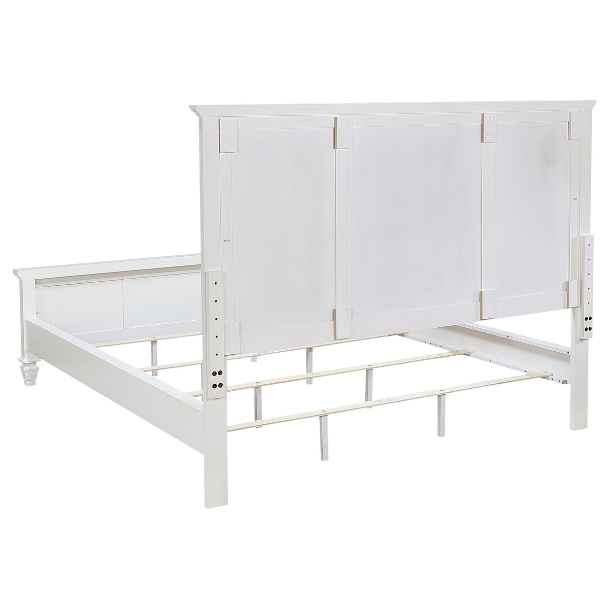 Sandy Beach Wood Panel Bed California King Cream White