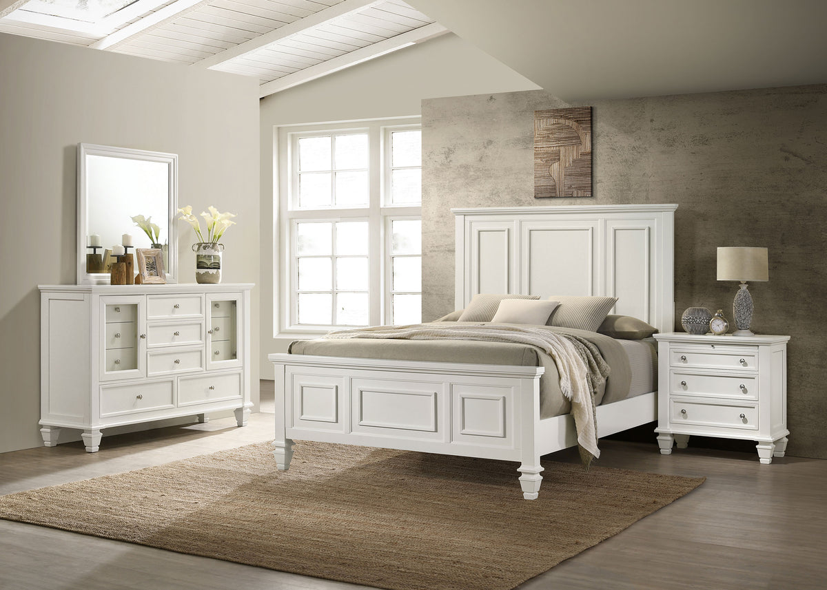 Sandy Beach 4-piece Queen Bedroom Set with Panel Bed Cream White