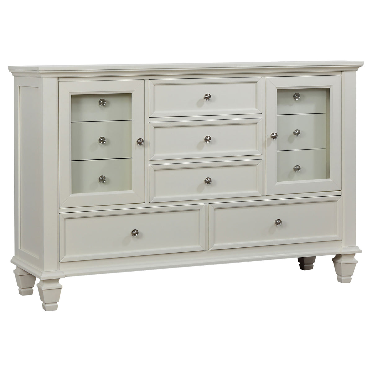 Sandy Beach 5-piece Queen Bedroom Set with Panel Bed Cream White