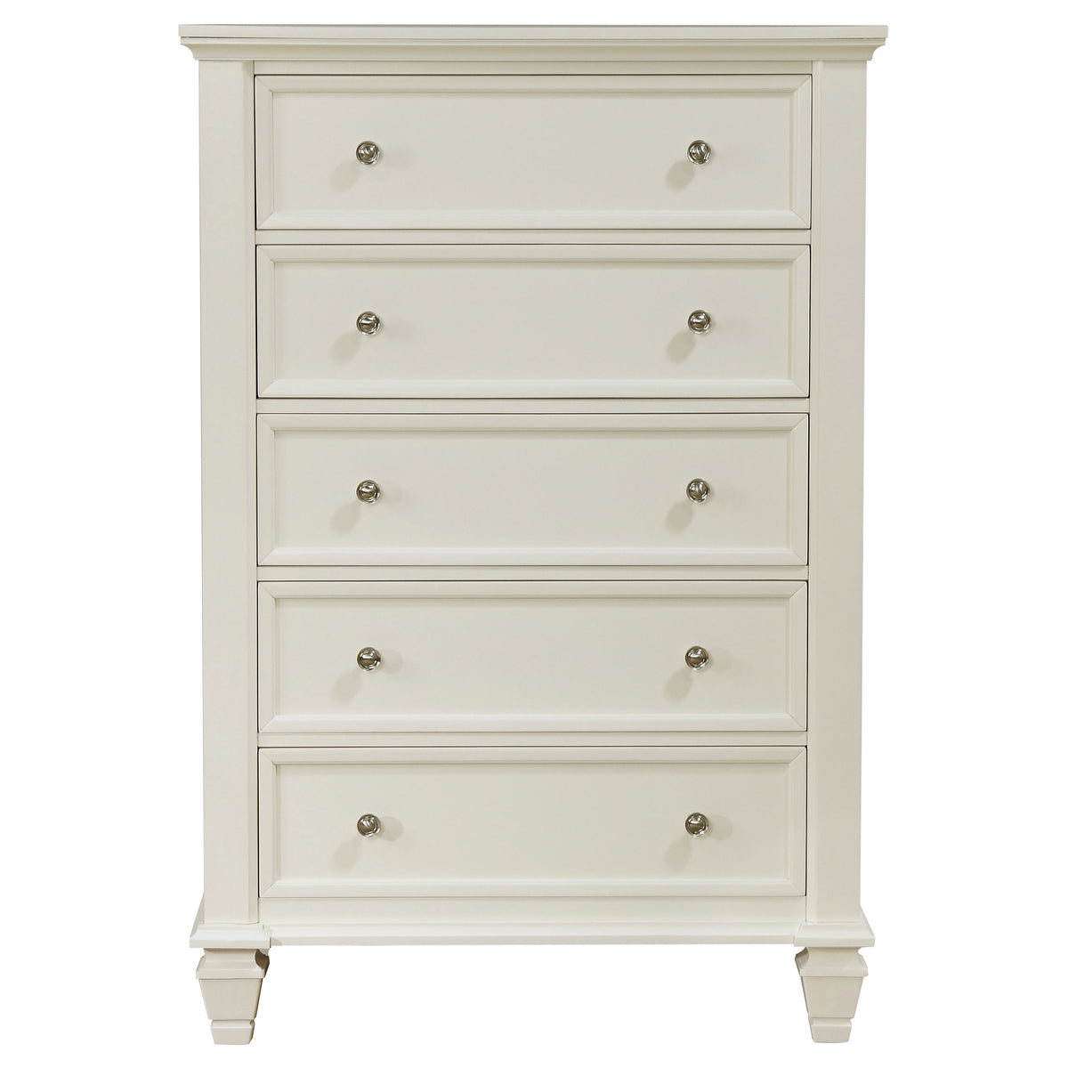 Sandy Beach 5-piece Queen Bedroom Set with Panel Bed Cream White