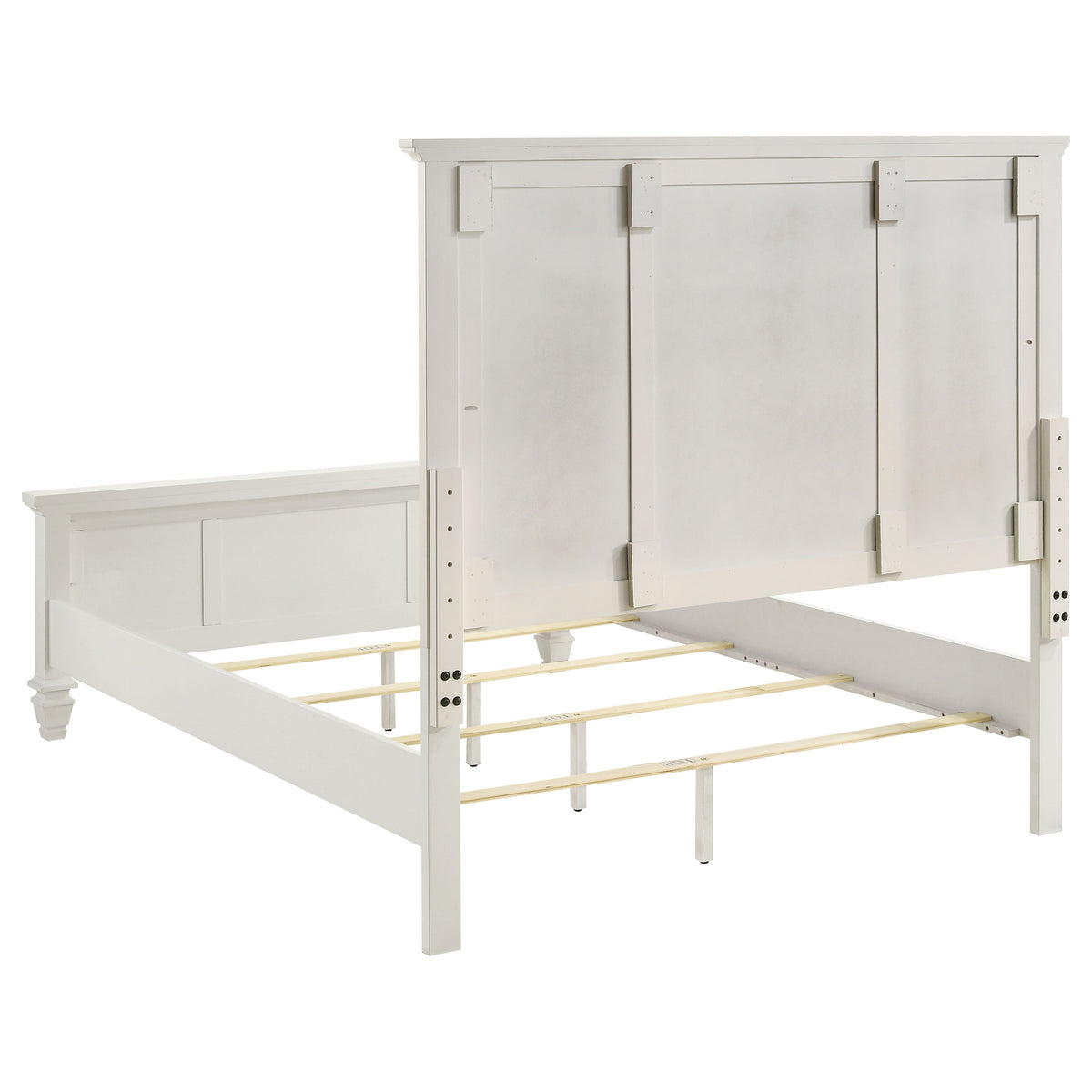 Sandy Beach Wood Panel Bed Queen Cream White