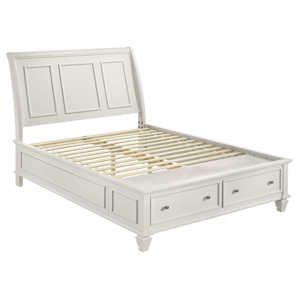Sandy Beach 5-piece Queen Bedroom Set with Storage Bed Cream White