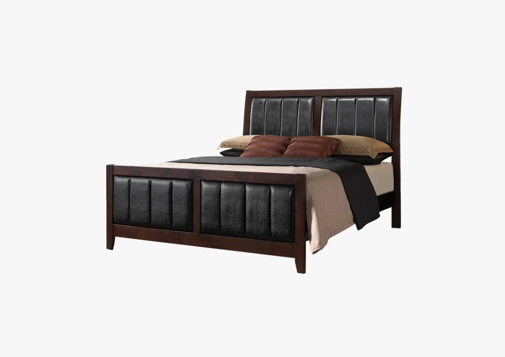 Carlton 4-piece Full Upholstered Bedroom Set Cappuccino and Black