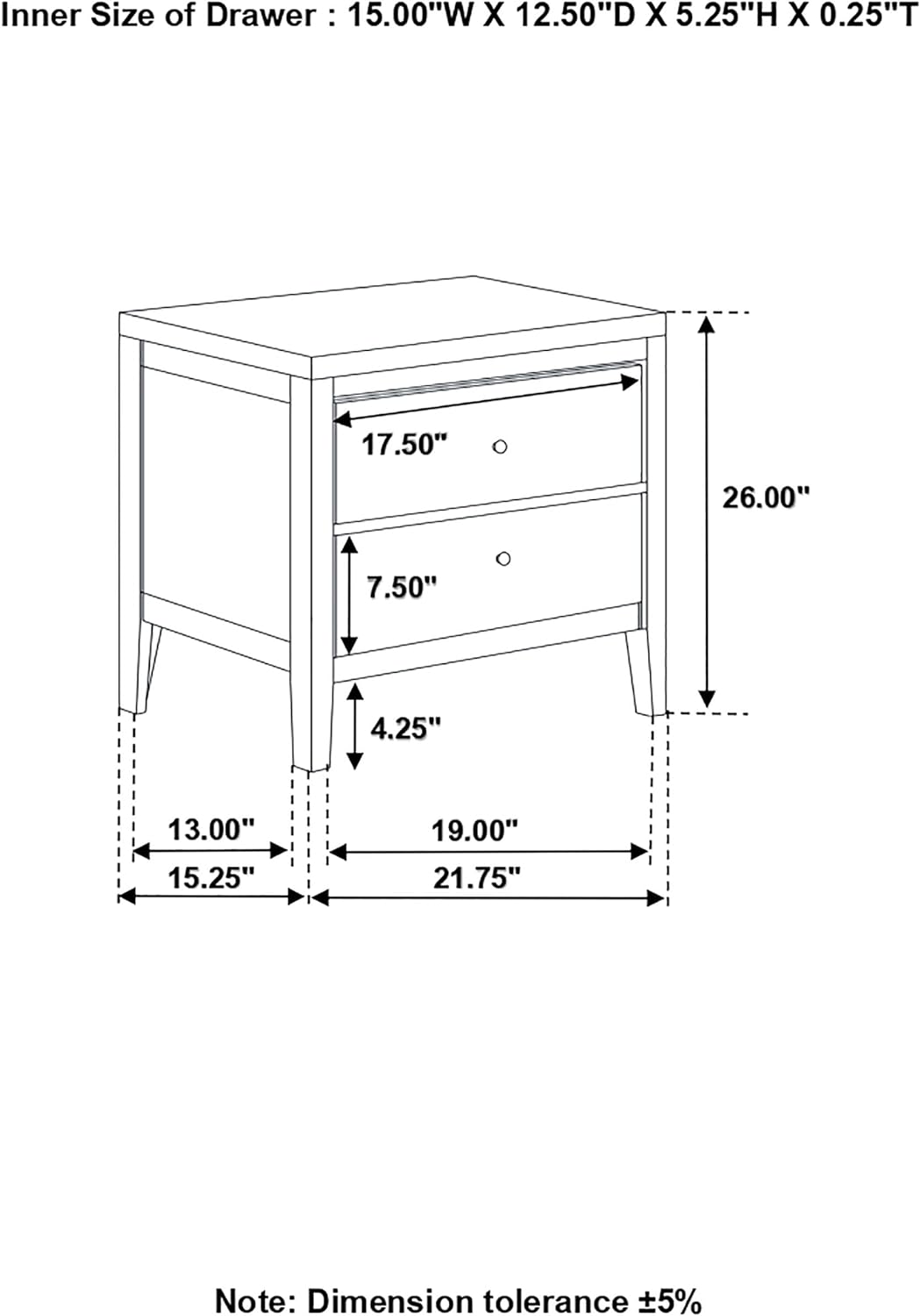 Carlton 2-Drawer Rectangular Nightstand Cappuccino