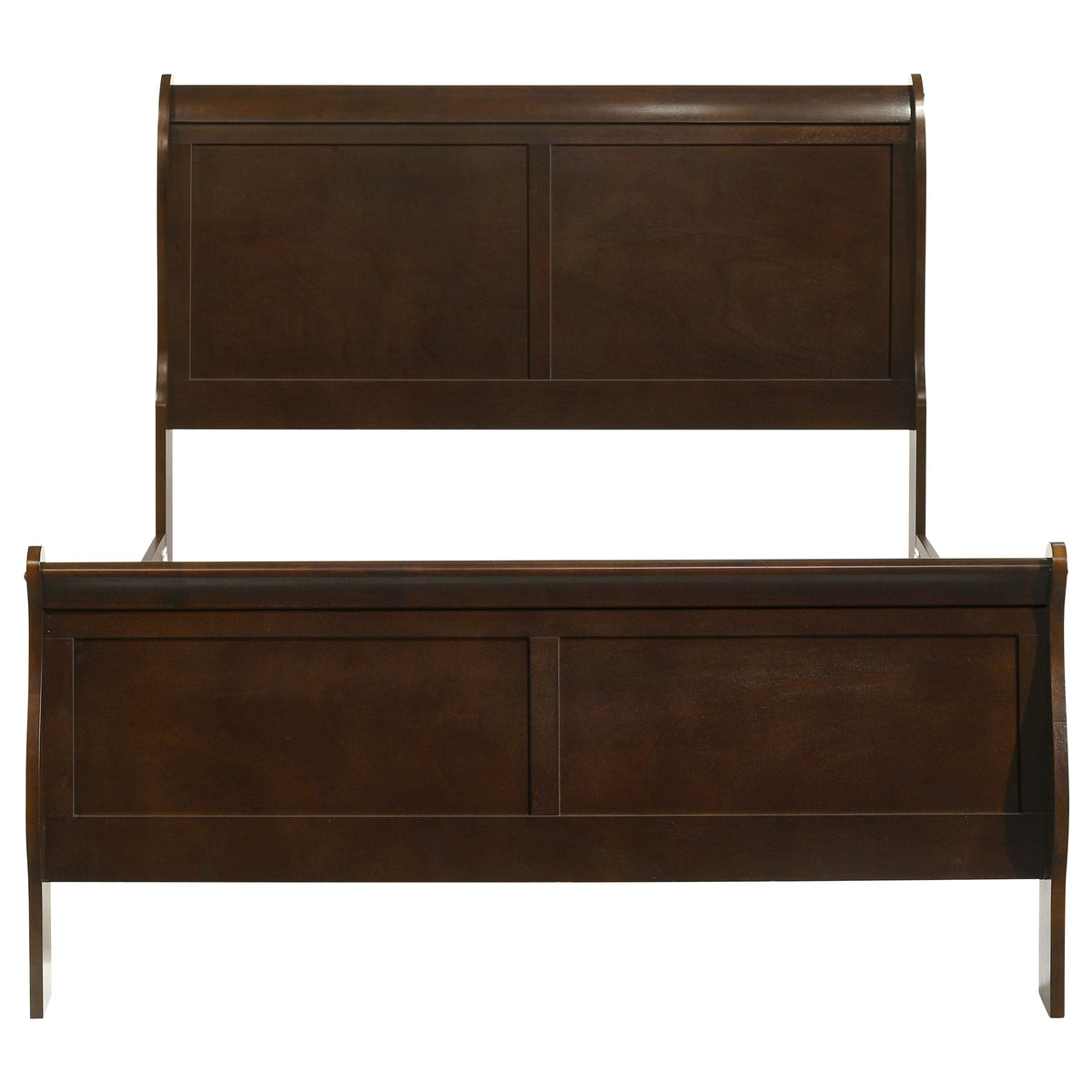 Louis Philippe Wood Sleigh Bed - Full In Cappuccino