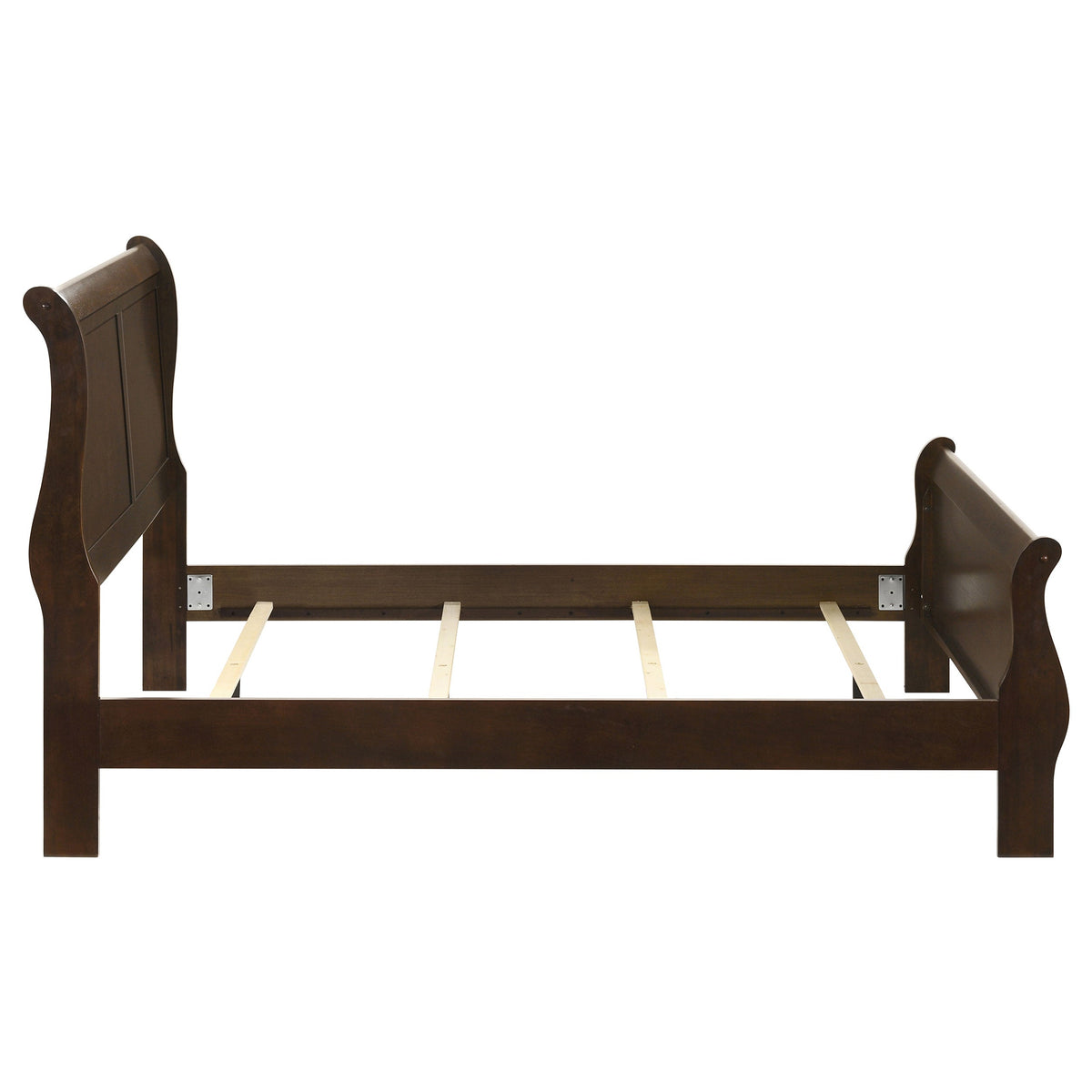 Louis Philippe Wood Sleigh Bed - Full In Cappuccino