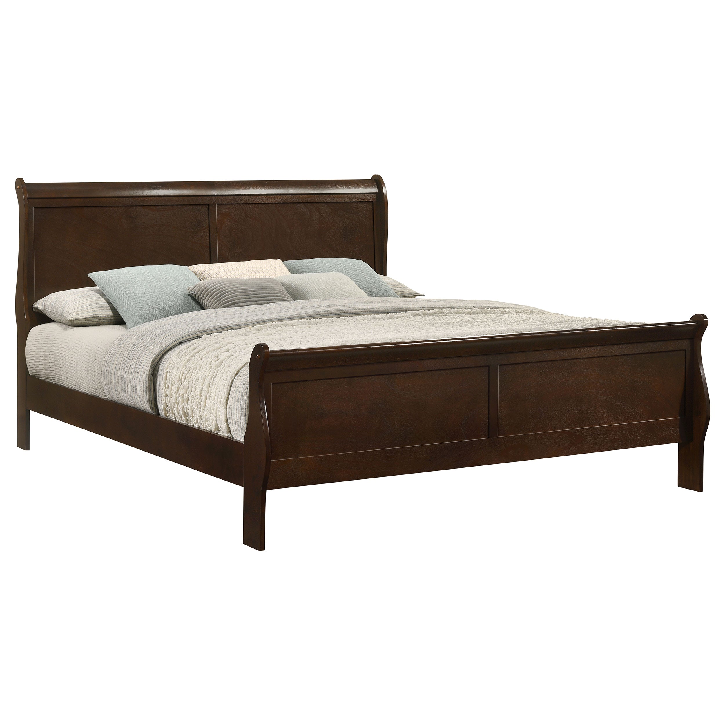 Louis Philippe Wood Sleigh Bed - Eastern King (Cappuccino)