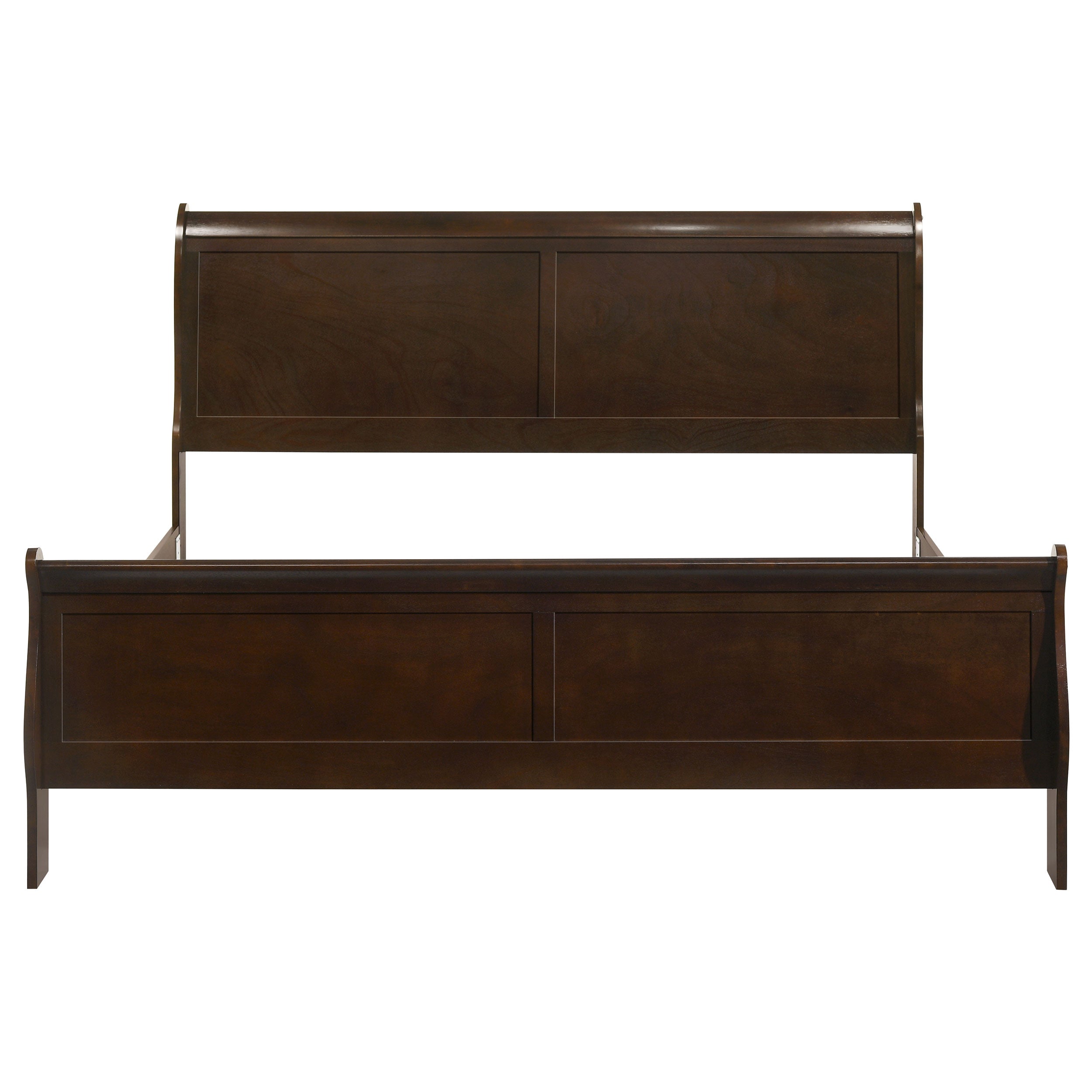 Louis Philippe Wood Sleigh Bed - Eastern King (Cappuccino)