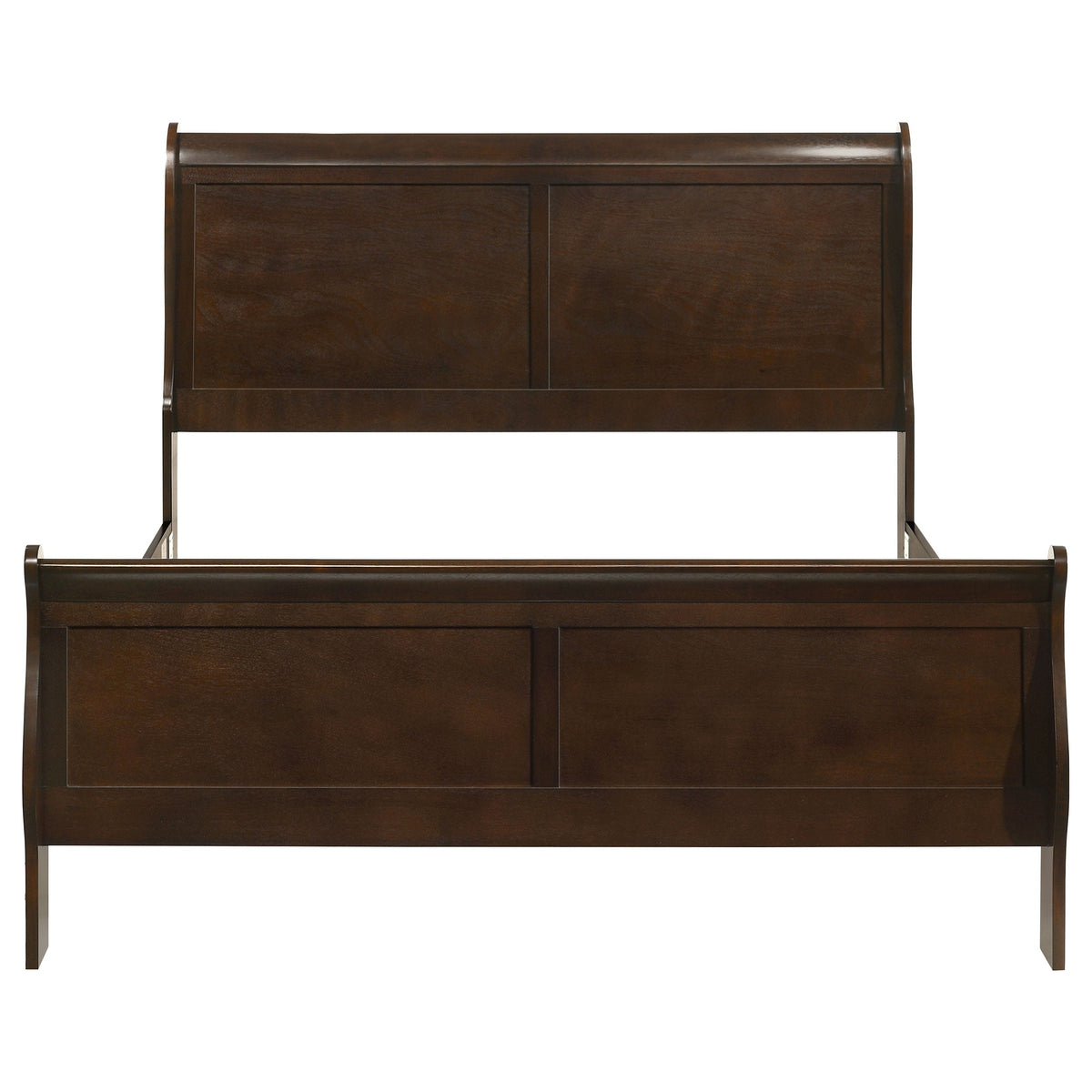 Louis Philippe Wood Sleigh Bed - Queen In Cappuccino
