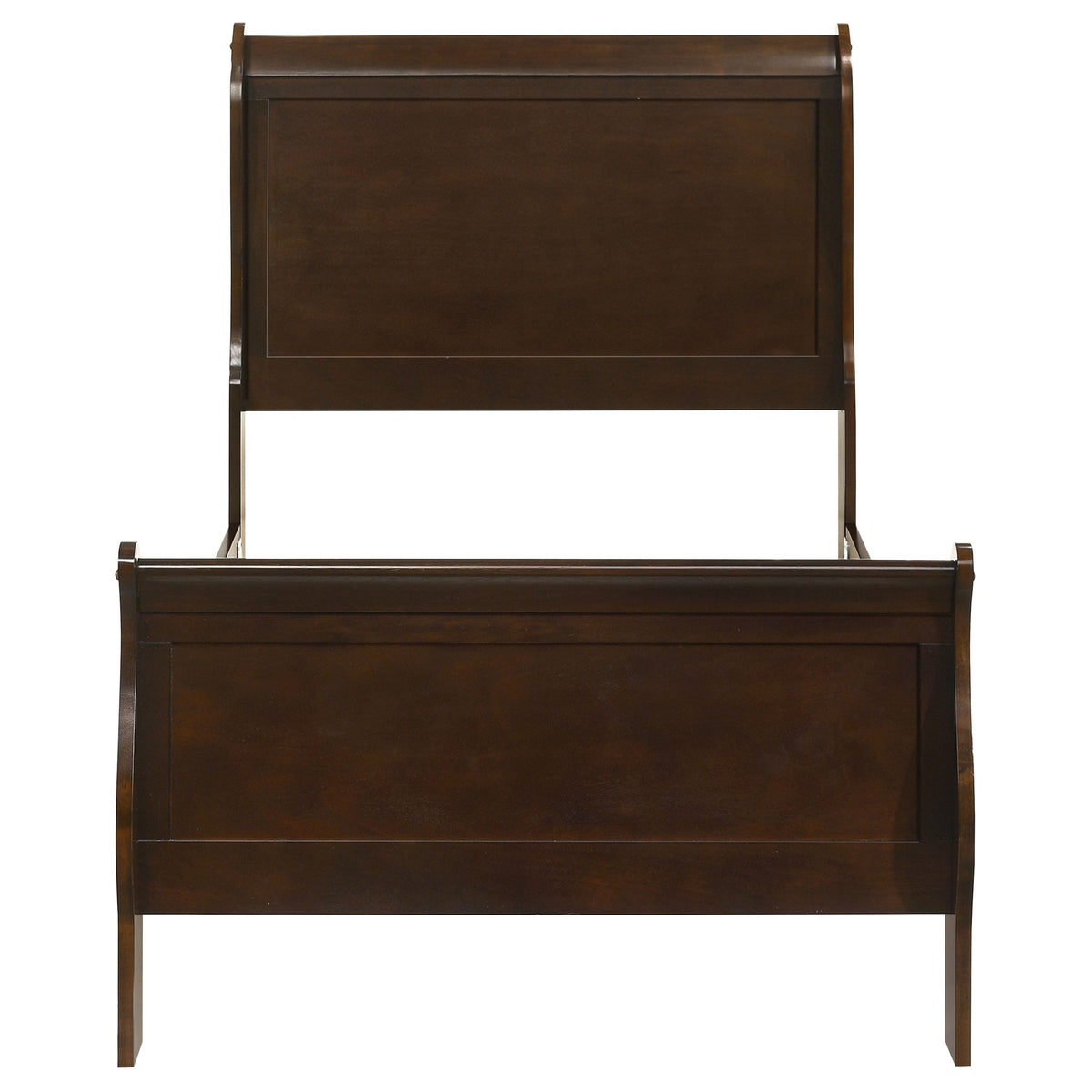 Louis Philippe Wood Sleigh Bed - Twin In Cappuccino