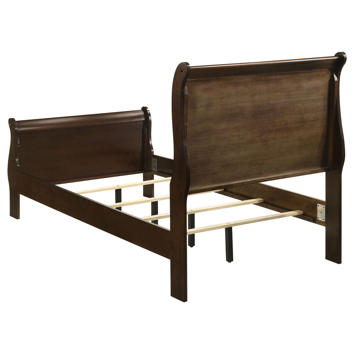 Louis Philippe Wood Sleigh Bed - Twin In Cappuccino
