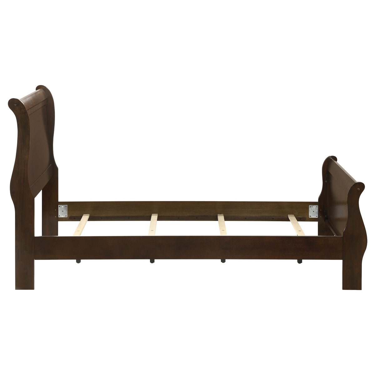 Louis Philippe Wood Sleigh Bed - Twin In Cappuccino