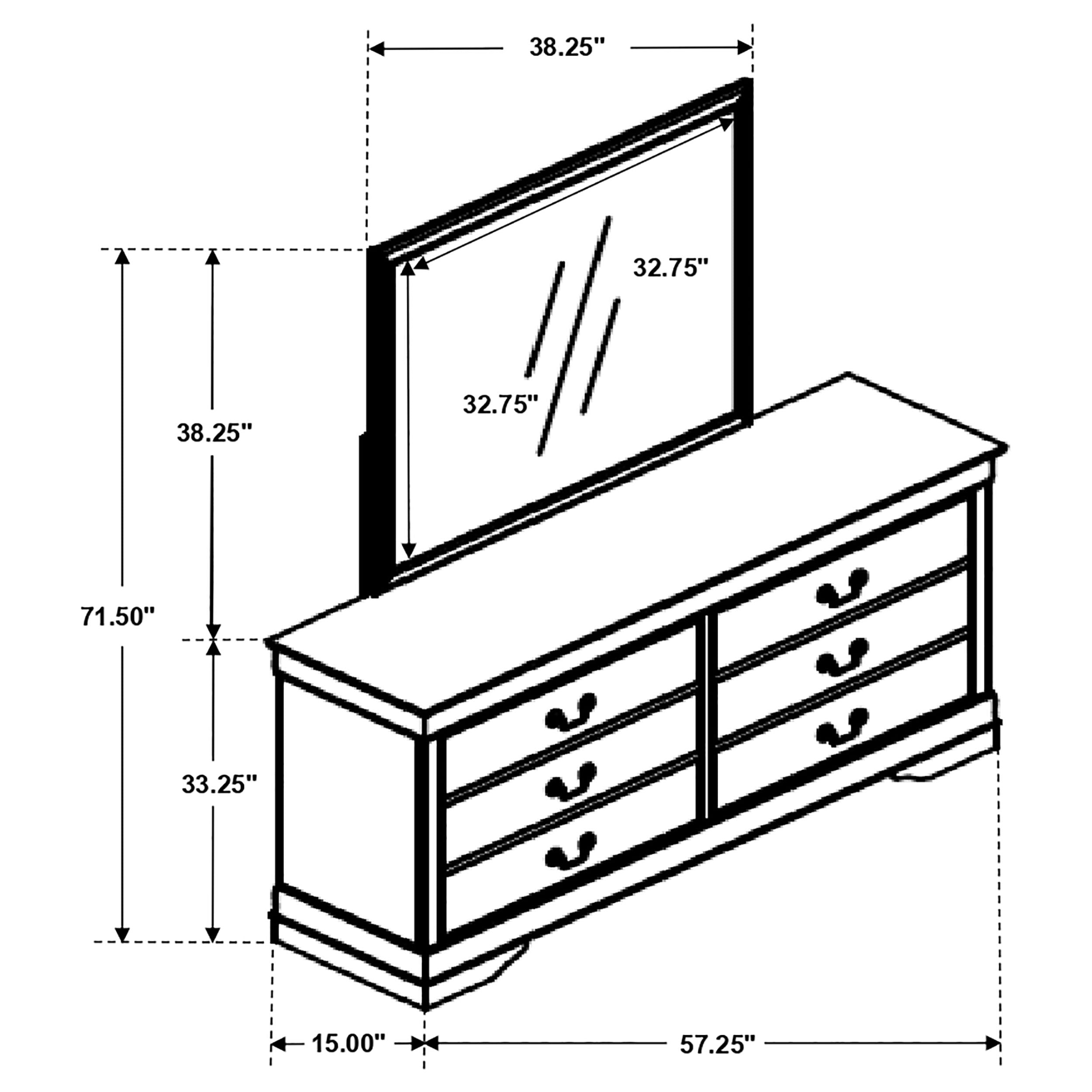 Louis Philippe Dresser with Mirror (Cappuccino)