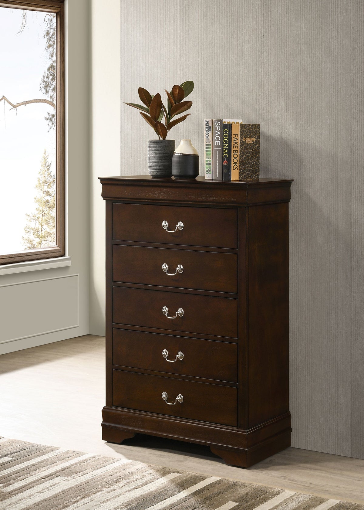 Louis Philippe 5-drawer Bedroom Chest In Cappuccino