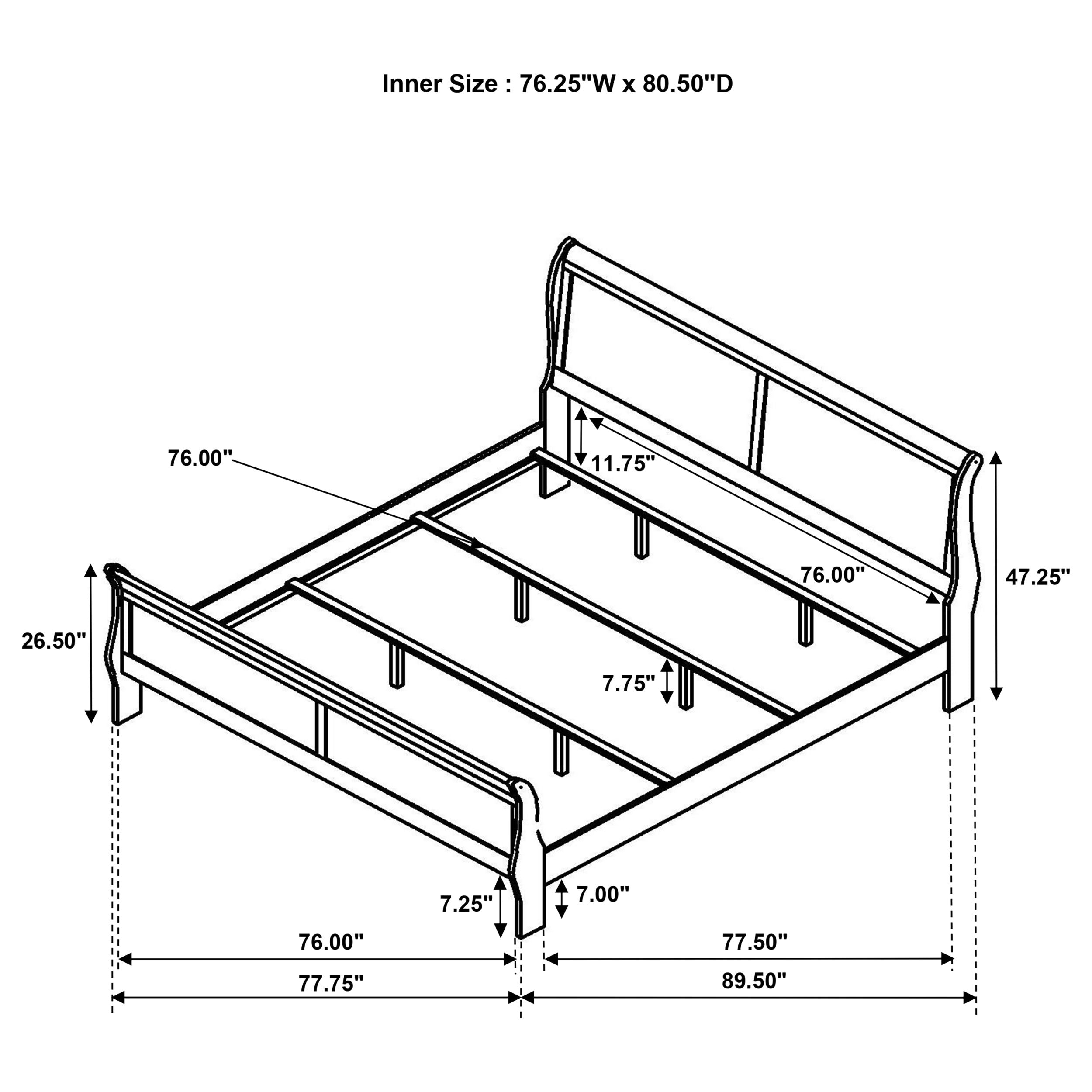 Louis Philippe Wood Sleigh Bed - Eastern King In White