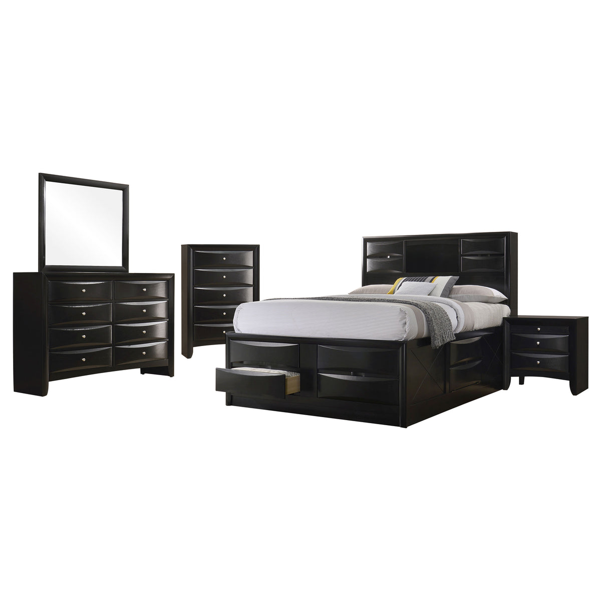 Briana 5-piece California King Bedroom Set with Bookcase Storage Bed Black