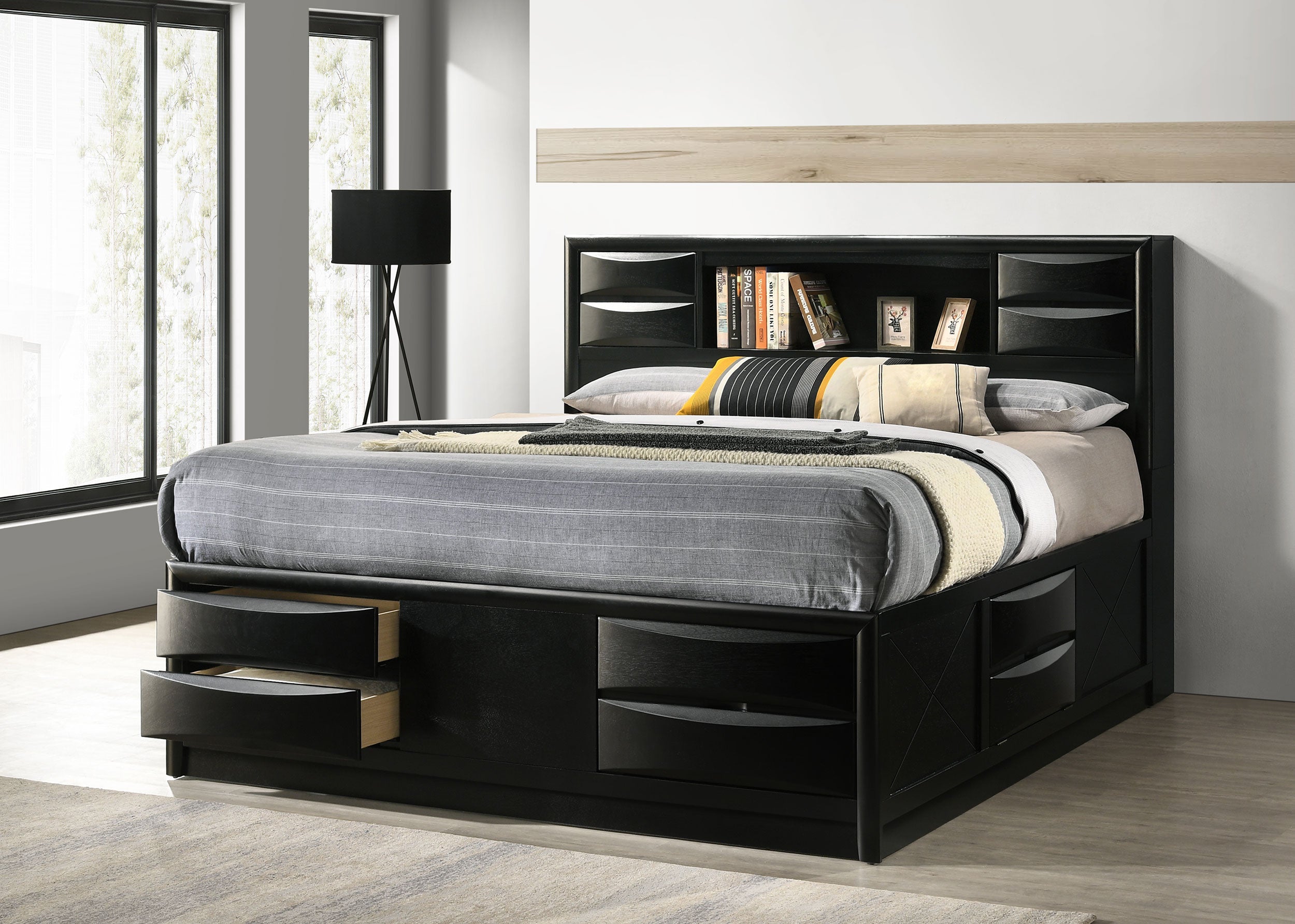 Briana Wood Bookcase Storage Bed