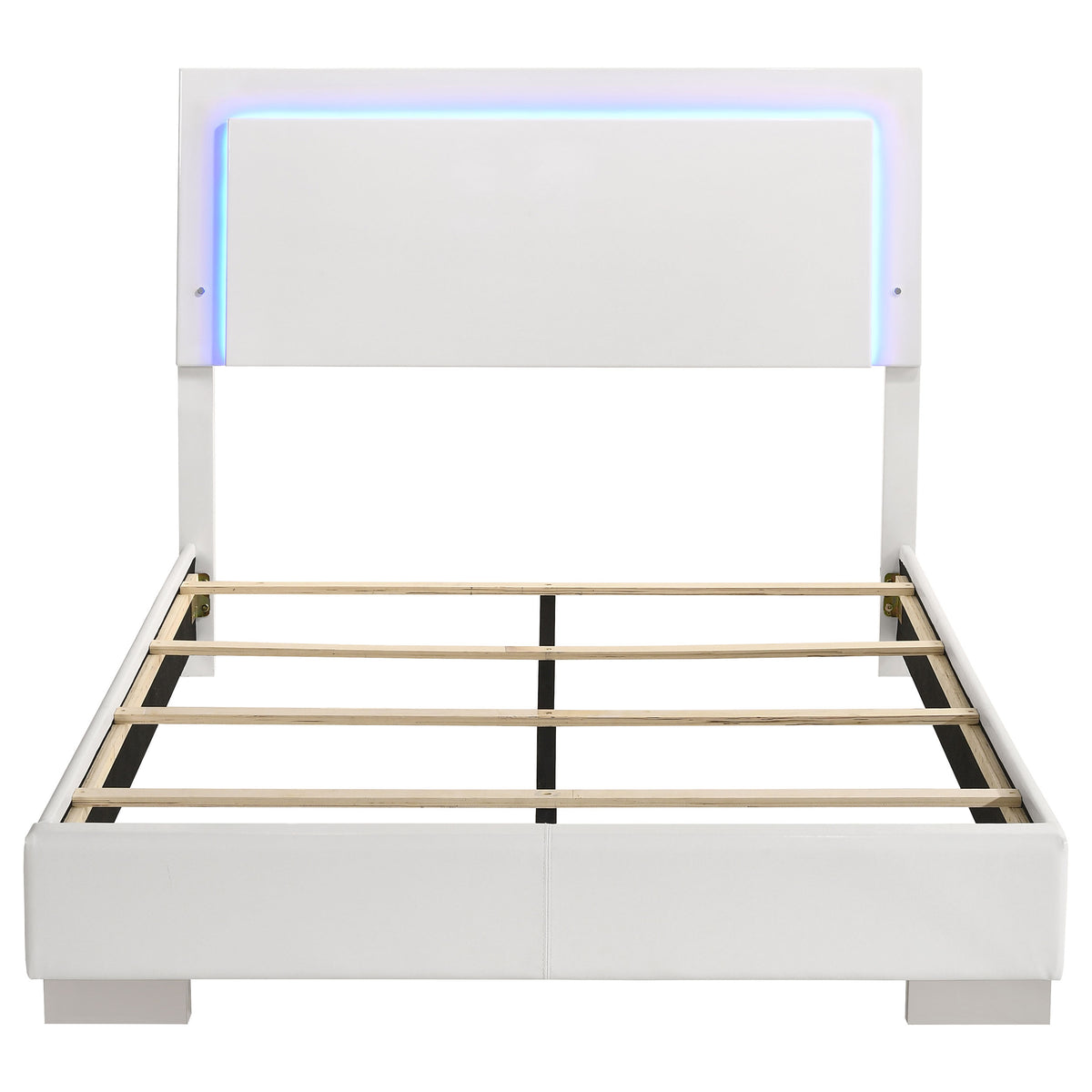 Felicity LED Panel Bed Full White High Gloss