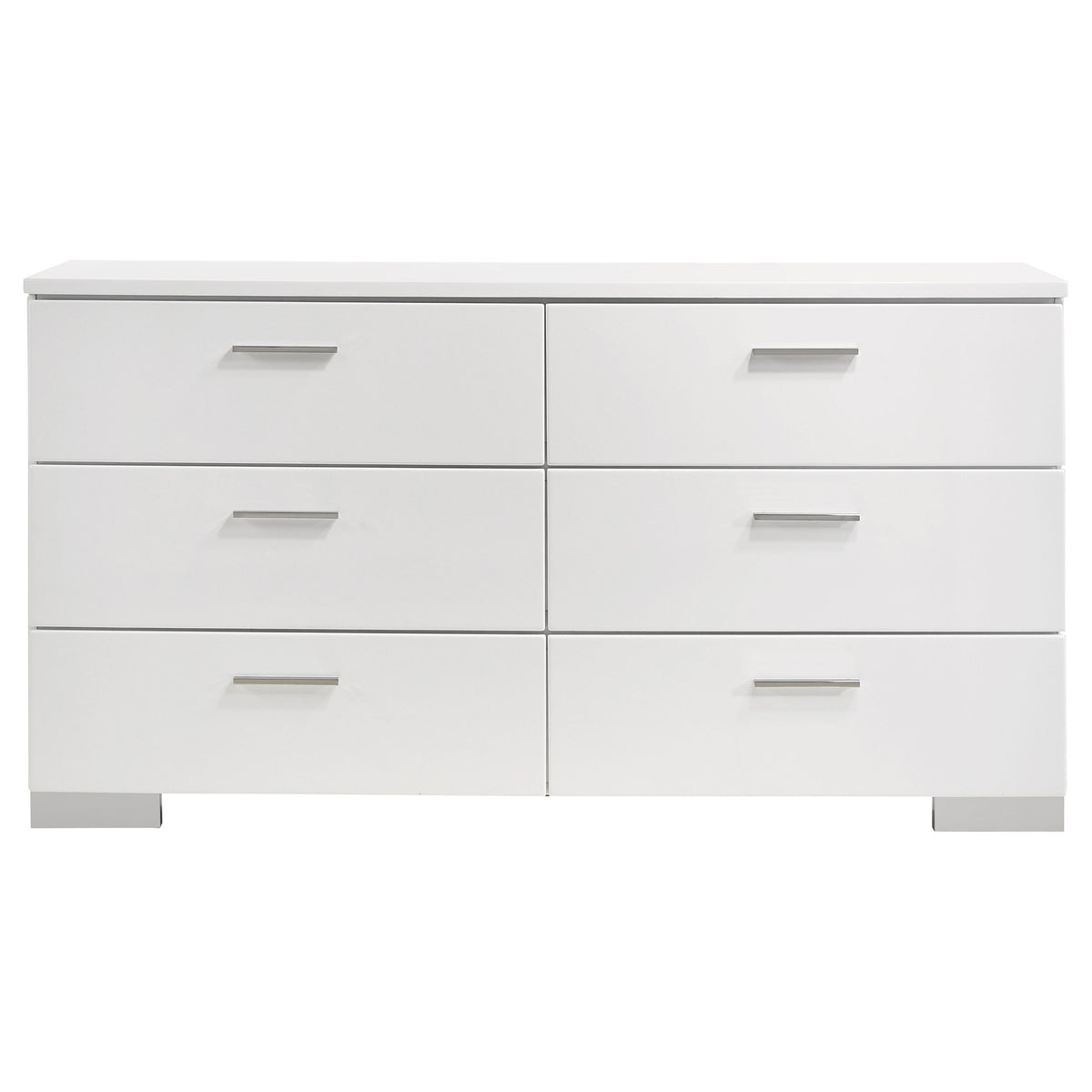 Felicity 5-piece Eastern King Bedroom Set with LED Panel Bed and LED Mirror White High Gloss