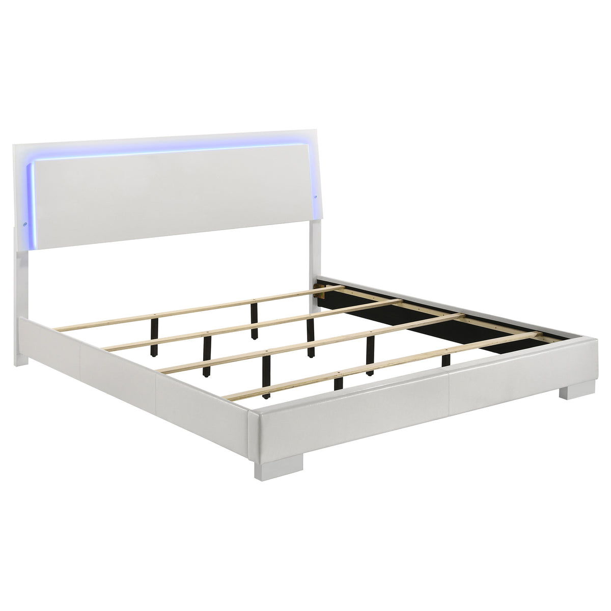 Felicity 5-piece Eastern King Bedroom Set with LED Panel Bed White High Gloss