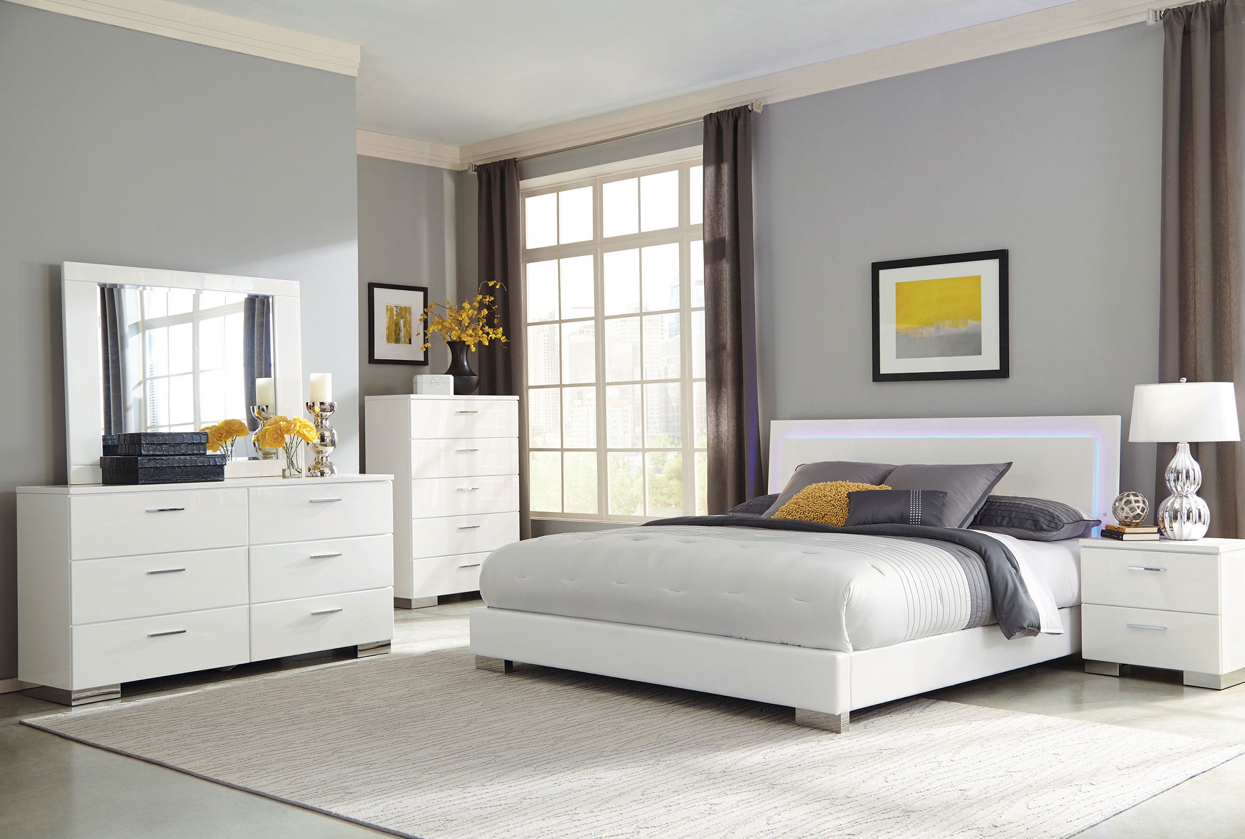 Felicity Wood LED Panel Bed