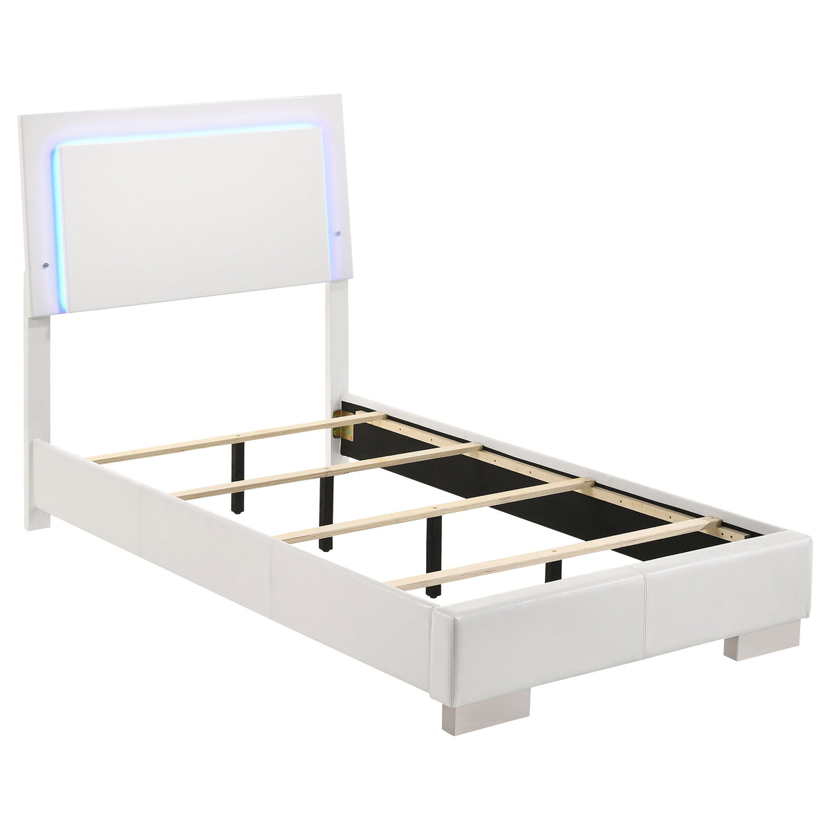 Felicity 5-piece Twin Bedroom Set with LED Panel Bed White High Gloss