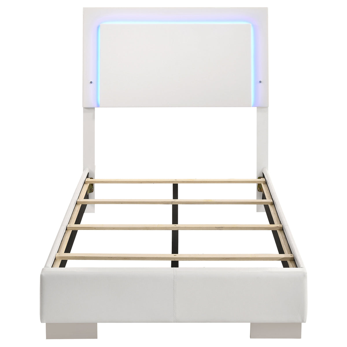 Felicity LED Panel Bed Twin White High Gloss